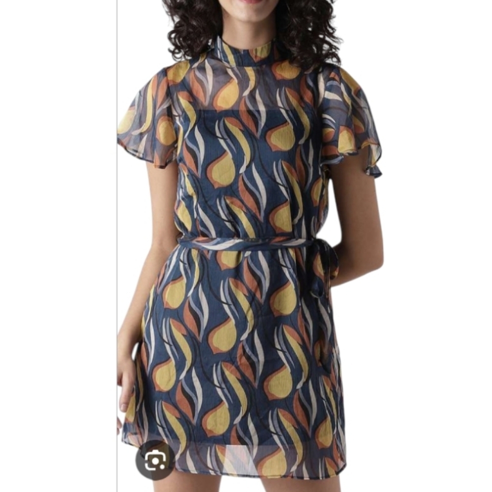 Forever 21 Vibrant Blue and Yellow Mini Dress